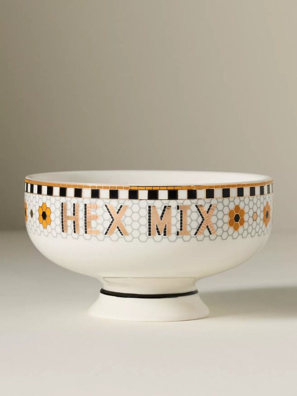 Bistro Tile Stoneware 24k Gold Accent Halloween Hex Mix Nut Bowl